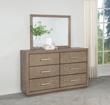 Kenora 6-Drawer Dresser and Mirror in Barley Brown