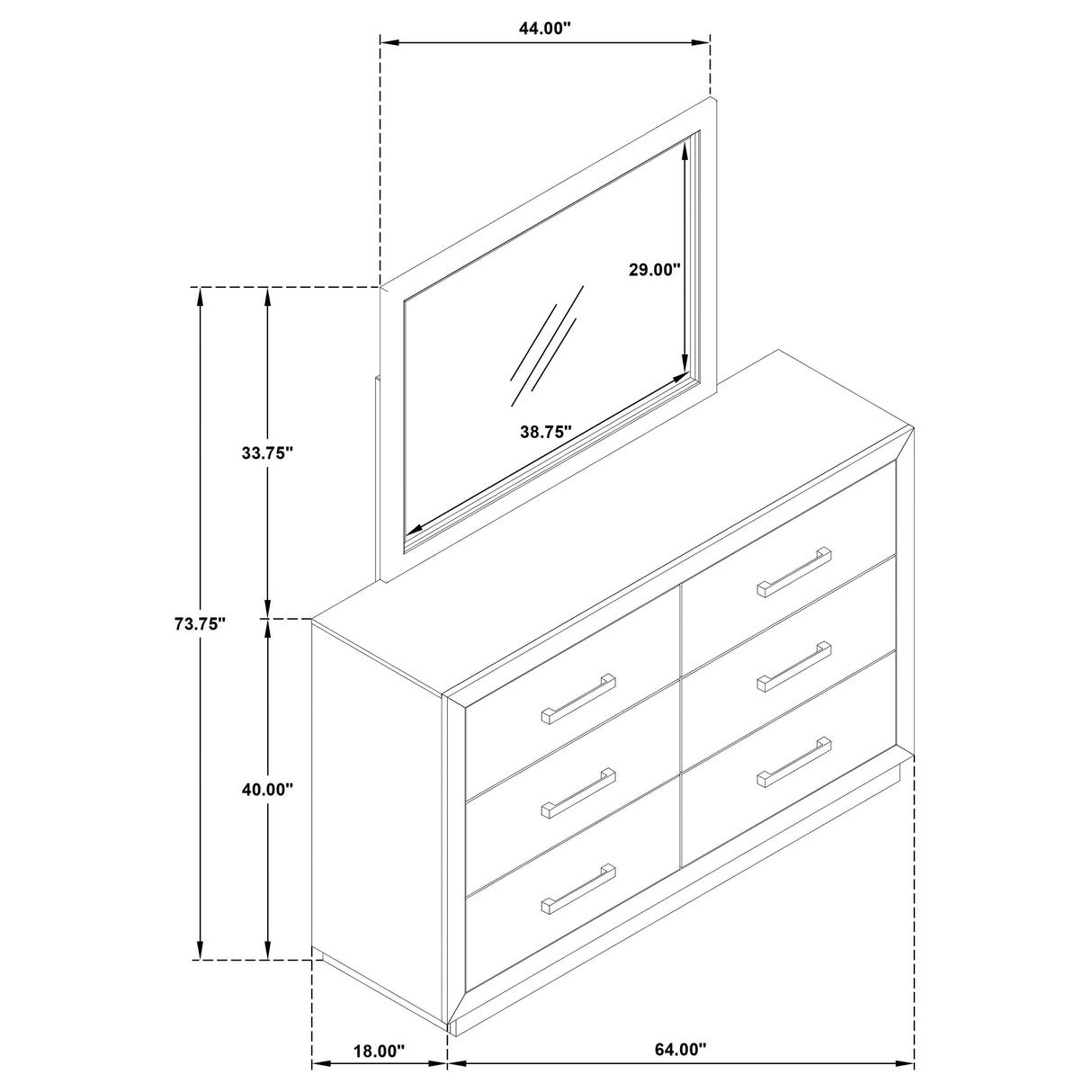 Kenora 6-Drawer Dresser and Mirror in Barley Brown