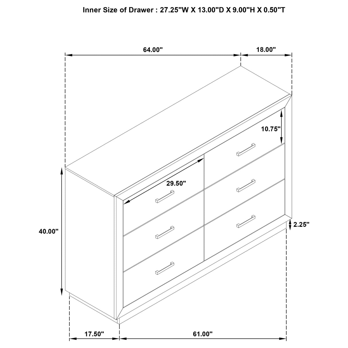 Kenora 6-Drawer Dresser in Barley Brown