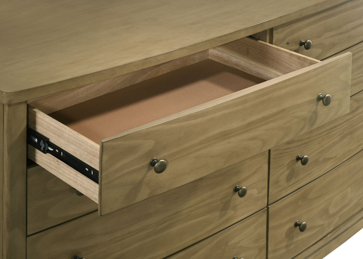 Granada 8-Drawer Dresser with Mirror - Natural Pine