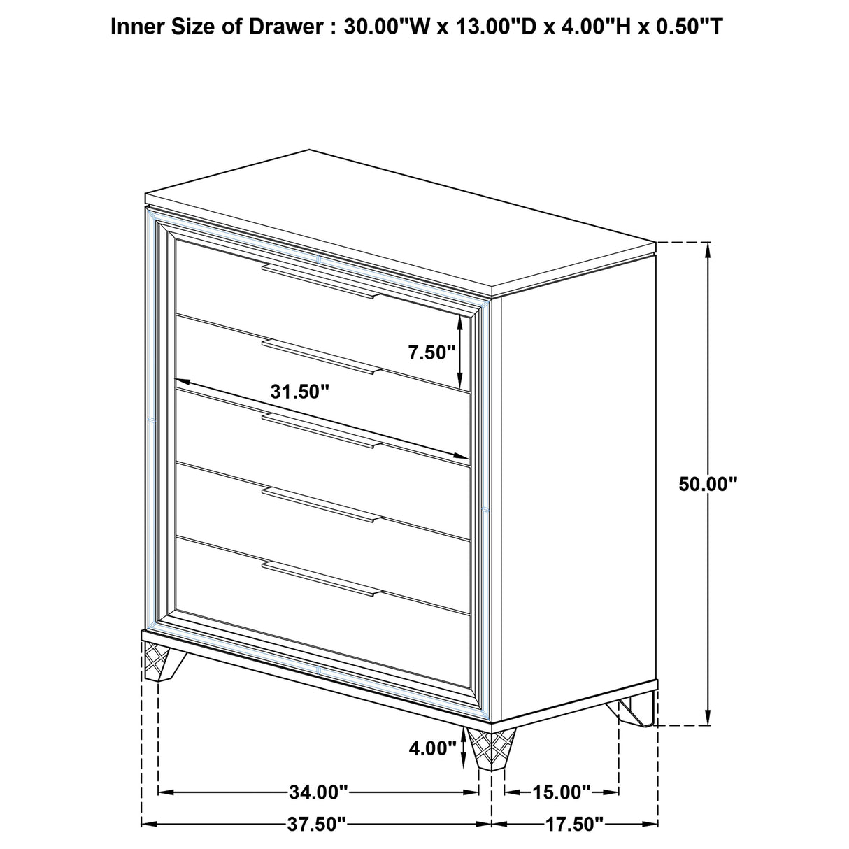 Marmore 5-Drawer Chest of Drawers, White