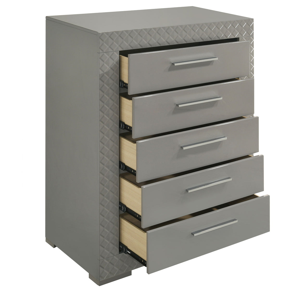 Ives 5-Drawer Chest of Drawers - Grey High Gloss