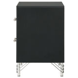 Lucia 2-Drawer Nightstand - Black with Metallic Trim
