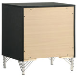 Lucia 2-Drawer Nightstand - Black with Metallic Trim