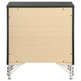 Lucia 2-Drawer Nightstand - Black with Metallic Trim