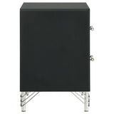Lucia 2-Drawer Nightstand - Black with Metallic Trim