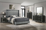 Lucia 2-Drawer Nightstand - Black with Metallic Trim