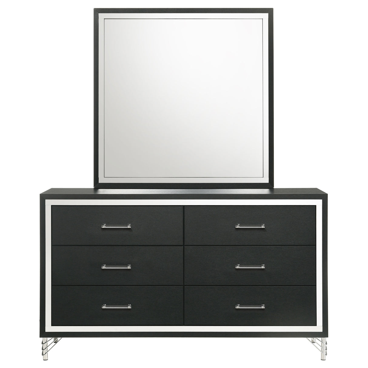Lucia 6-Drawer Dresser and Mirror in Black