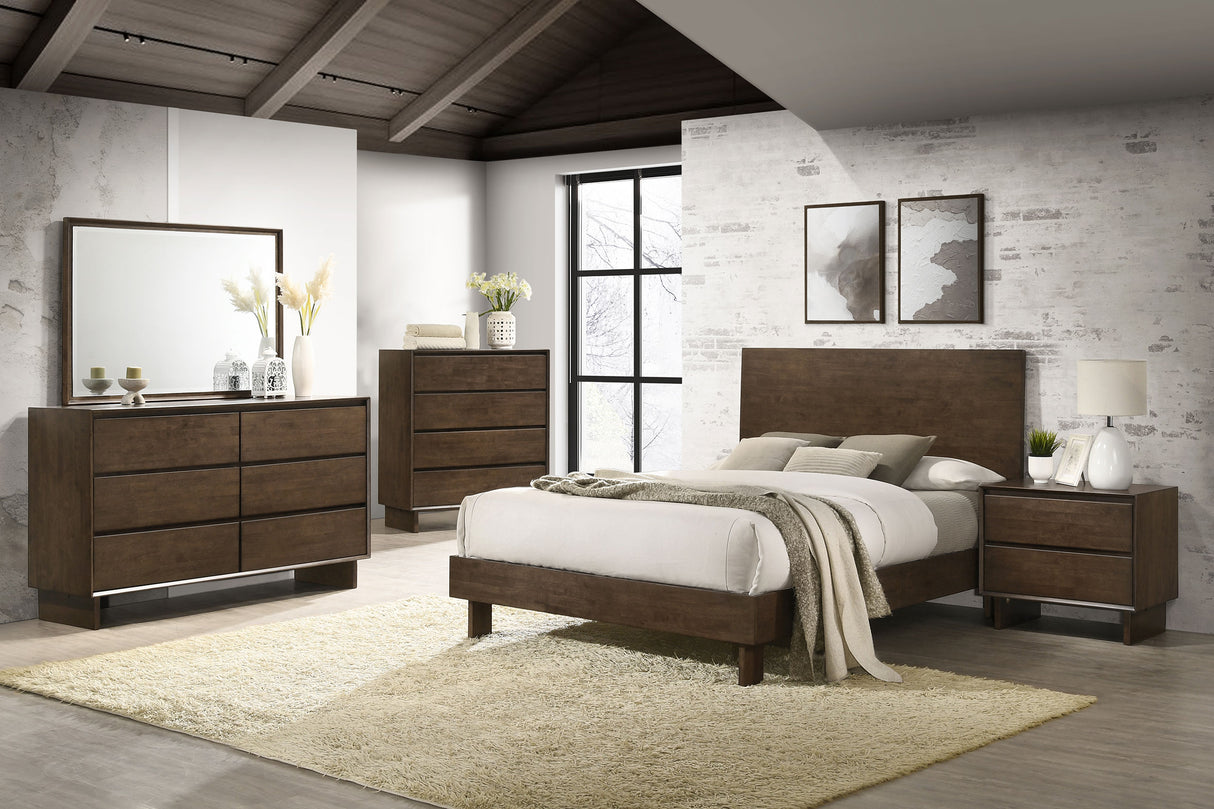 Glenwood 6-Drawer Dresser with Mirror, Warm Brown