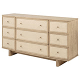 Kailani 9-Drawer Dresser Cabinet in Beige Oak