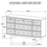 Kailani 9-Drawer Dresser Cabinet in Beige Oak