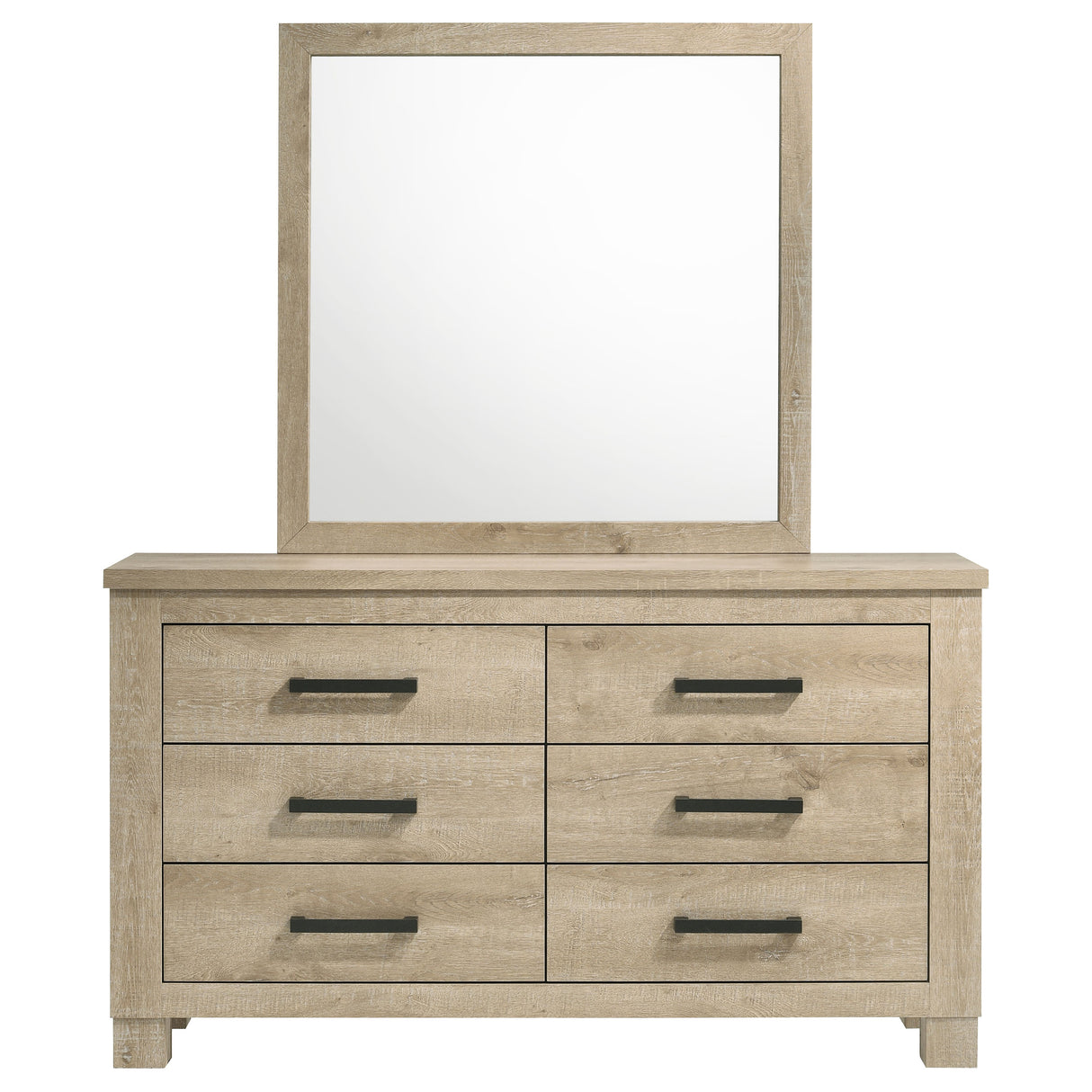 Oakglen 6-Drawer Dresser with Mirror - Weathered Oak