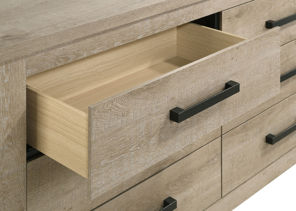 Oakglen 6-Drawer Dresser with Mirror - Weathered Oak