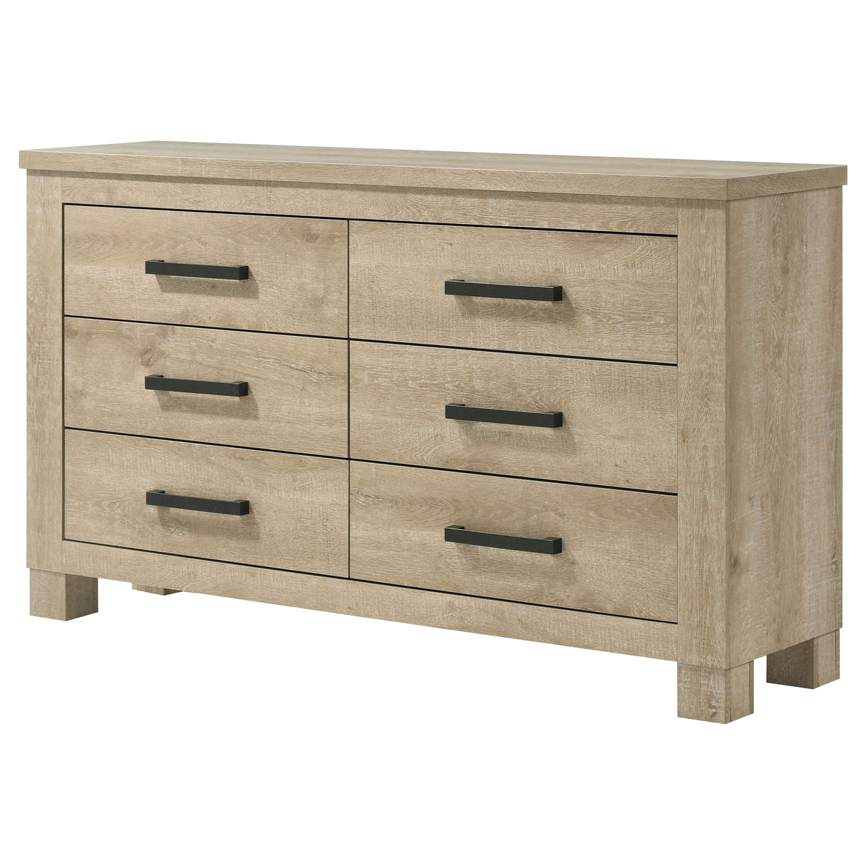 Oakglen 6-Drawer Bedroom Dresser in Weathered Oak