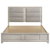 Farre Eastern King Upholstered Storage Platform Bed, Washed Grey