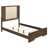 Etienne Full Velvet Upholstered Panel Bed in Walnut/Vanilla