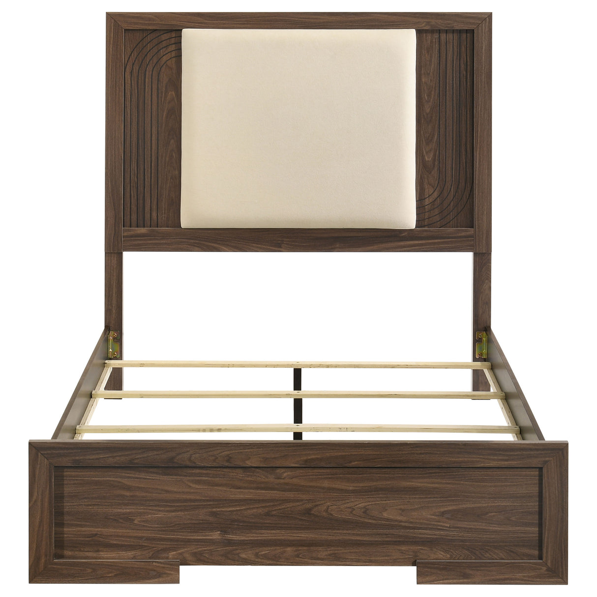 Etienne Full Velvet Upholstered Panel Bed in Walnut/Vanilla
