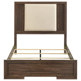 Etienne Full Velvet Upholstered Panel Bed in Walnut/Vanilla