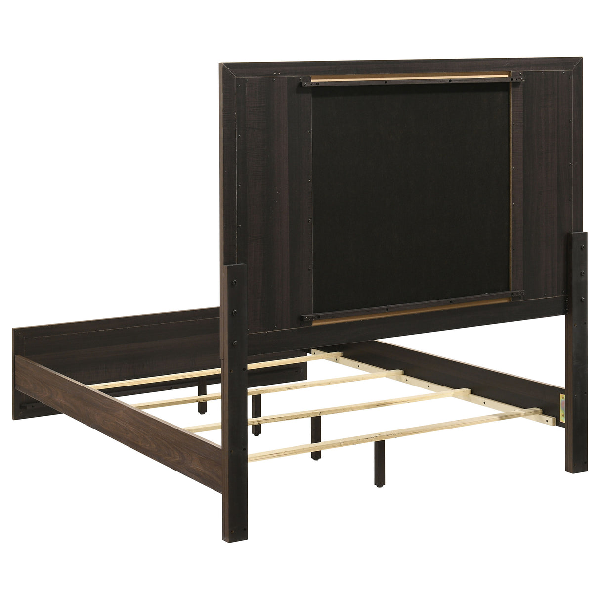 Etienne Full Velvet Upholstered Panel Bed in Walnut/Vanilla