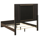 Etienne Full Velvet Upholstered Panel Bed in Walnut/Vanilla