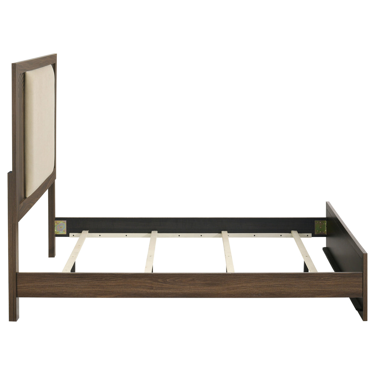 Etienne Full Velvet Upholstered Panel Bed in Walnut/Vanilla