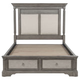 Cresswell Eastern King Upholstered Storage Platform Bed - Weathered Taupe