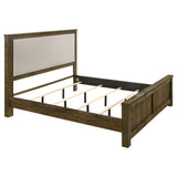 Doherty Eastern King Linen Upholstered Panel Bed, Rustic Brown