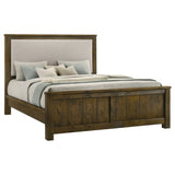 Doherty Eastern King Linen Upholstered Panel Bed, Rustic Brown