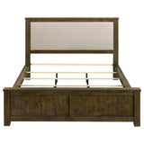 Doherty Eastern King Linen Upholstered Panel Bed, Rustic Brown