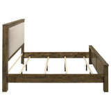 Doherty Eastern King Linen Upholstered Panel Bed, Rustic Brown