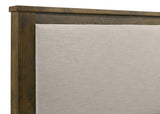 Doherty Eastern King Linen Upholstered Panel Bed, Rustic Brown