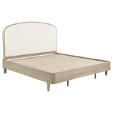 Lucaire Eastern King Upholstered Panel Bed in Sandstone