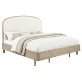 Lucaire Eastern King Upholstered Panel Bed in Sandstone