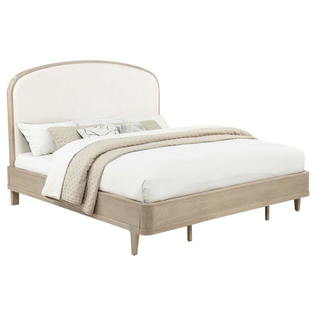 Lucaire Eastern King Upholstered Panel Bed in Sandstone