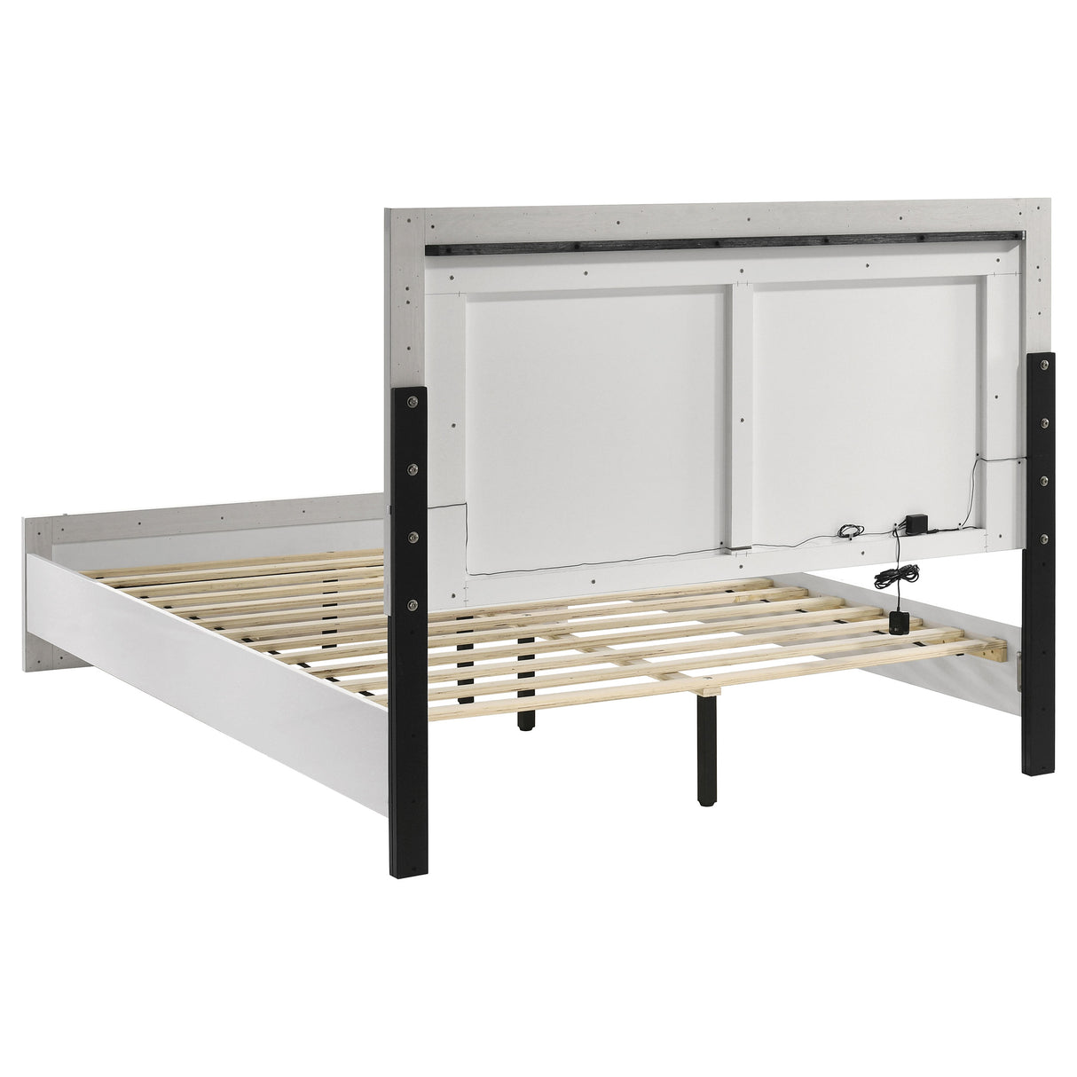 White High Gloss Eastern King Bed with LED Lighting