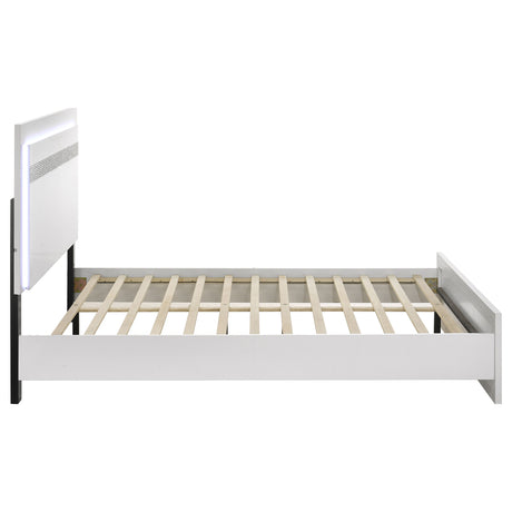 White High Gloss Eastern King Bed with LED Lighting