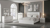 White High Gloss Eastern King Bed with LED Lighting