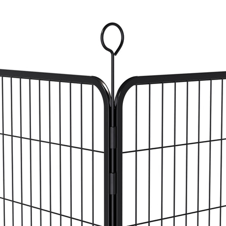 Dog Playpen, 16 Panels Pet Exercise Pen Indoor / Outdoor Fence With Anti Skid Base - Black