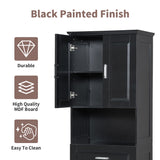 Tall Bathroom Cabinet With Tilt-Out Laundry Basket And Upper Storage