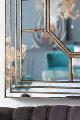 Antique Style Decorative Square Wall Mirror With Mirrored Frame, Wall Decor For Living Room Entryway, Console Lean Against Wall - Silver - Wall Mirrors - Alpine Outlets