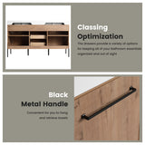 60" Freestanding Bathroom Vanity With Double Sink, Soft Close Doors, 3 Drawers - Imitative Oak