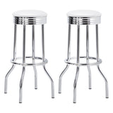 Retro White Leatherette Swivel Bar Stools, Set of 2