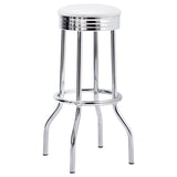 Retro White Leatherette Swivel Bar Stools, Set of 2