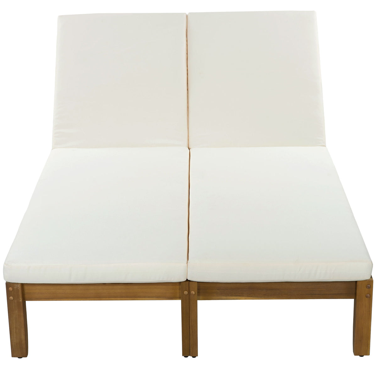 Adjustable Outdoor Patio Lounge Chair 2 Seater Recliner - Beige / Natural