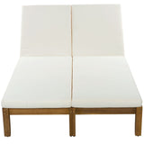 Adjustable Outdoor Patio Lounge Chair 2 Seater Recliner - Beige / Natural