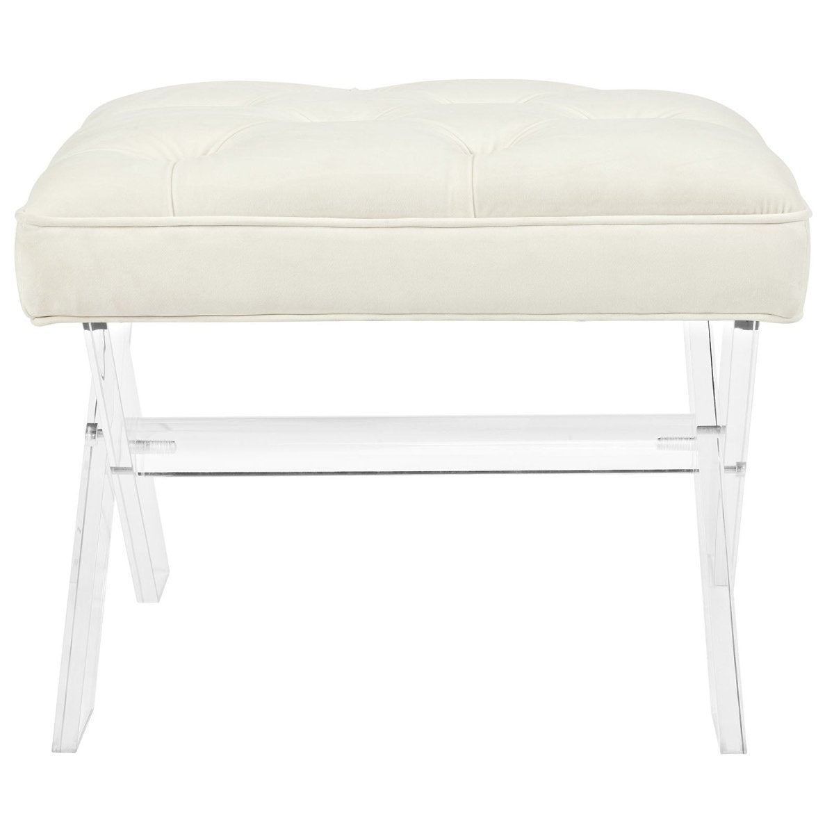 23 Inch Elegant Tufted Velvet Ottoman Bench in Ivory - Benches available at Alpine Outlets in Denver
