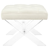 23 Inch Elegant Tufted Velvet Ottoman Bench in Ivory - Benches available at Alpine Outlets in Denver
