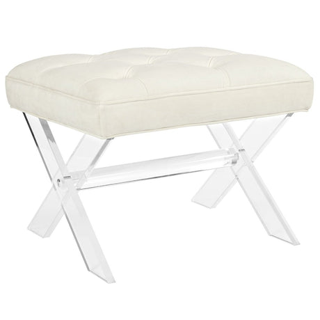 23 Inch Elegant Tufted Velvet Ottoman Bench in Ivory - Benches available at Alpine Outlets in Denver