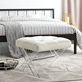 23 Inch Elegant Tufted Velvet Ottoman Bench in Ivory - Benches available at Alpine Outlets in Denver