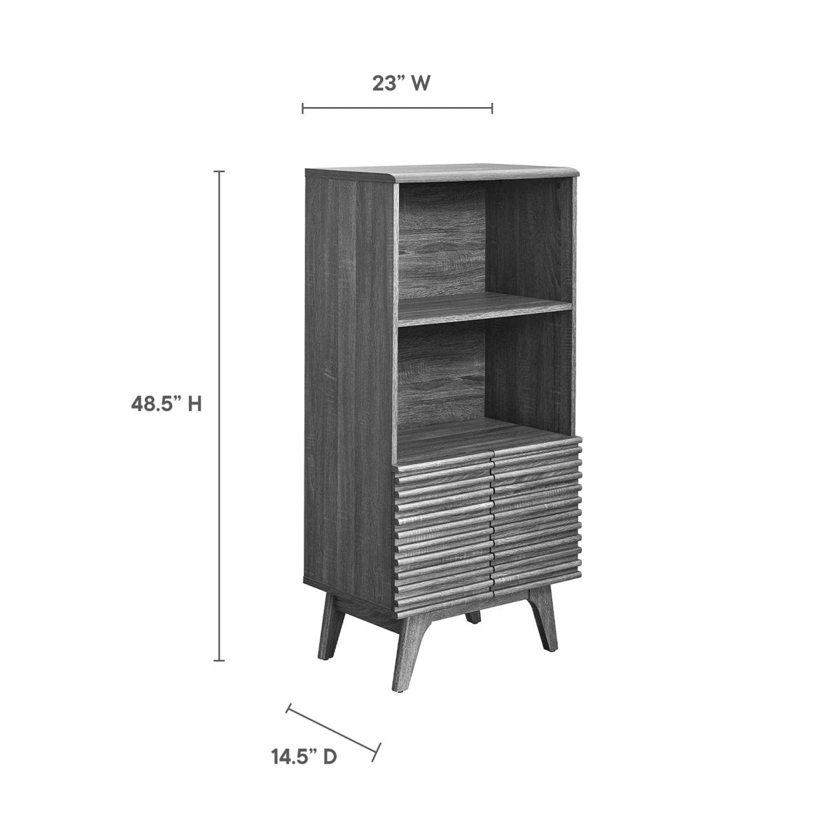 23" Mid - Century Modern Display Cabinet and Bookshelf - Bookcases available at Alpine Outlets in Denver